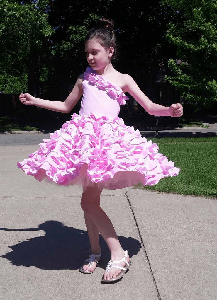 Pink ruffled dress
